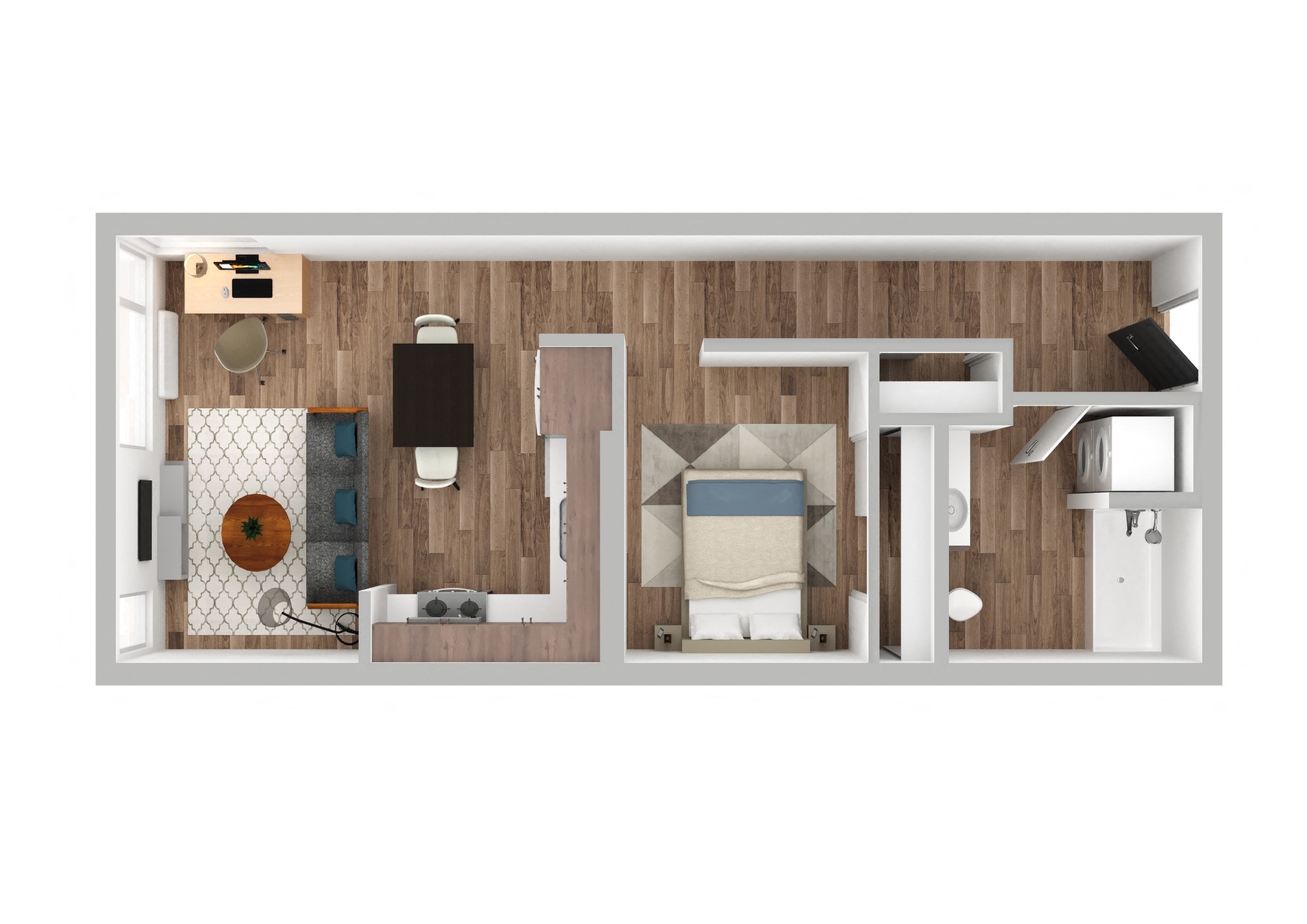 The Gabe Apartments in Portland, Oregon 1K Floor Plan